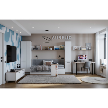 Спальня детская Аурелио. Комплект 1, Блэквуд сатиновый, Белый