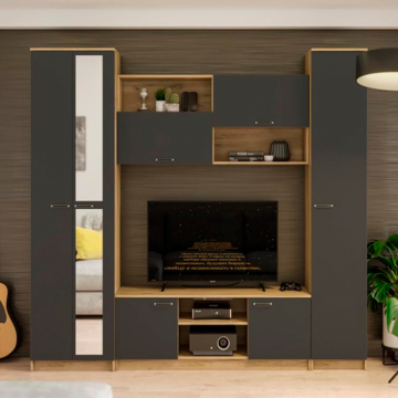 Готовая гостиная Бертелена дуб крафт серый / антрацит