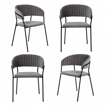 Комплект из 4-х стульев Turin серый вельвет с чёрными ножками