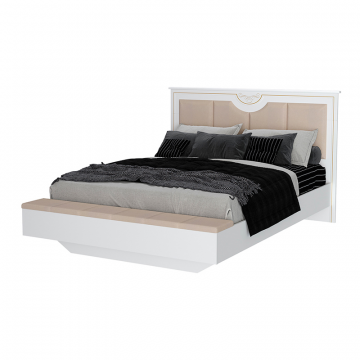 Вилла Кровать 1800 мягкая с банкеткой с кроватным основанием (Белый)