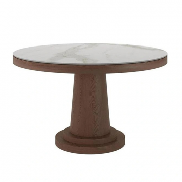 Стол круглый обеденный Bilbo 110, керамика матовая белая