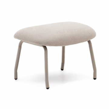 Belina Пуф для ног из бежевой синели и стали с белой отделкой