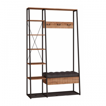 Готовая прихожая Гранд 15.124 дуб крафт табачный / кожзам HOLST Black