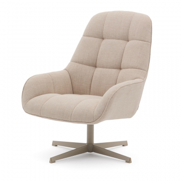 Teryl Кресло из шенилла бежевого цвета с серым металлом