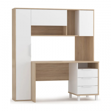 Письменный стол Комфорт 12.95 162х60,3х180 дуб сонома / белый PE шагрень