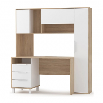 Письменный стол Комфорт 12.95 162х60,3х180 дуб сонома / белый PE шагрень