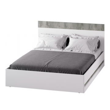 Кровать двойная с реечным настилом Инстайл КР-04 160х200, Бетон, белый