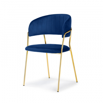 Стул на металлокаркасе Kamelia dark blue / gold