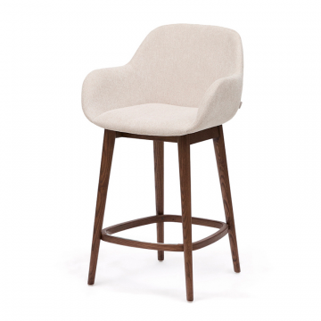 Полубарный стул Konna бежевого цвета с ножками из массива ясеня в темной отделке, 65 см