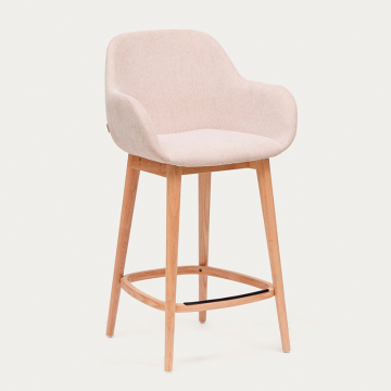 Полубарный стул Konna бежевого цвета с ножками из массива ясеня в светлой отделке, 65 см