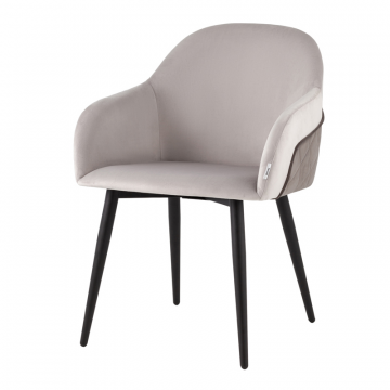 Стул Новел New велюр светло-серый с темно-серой спинкой