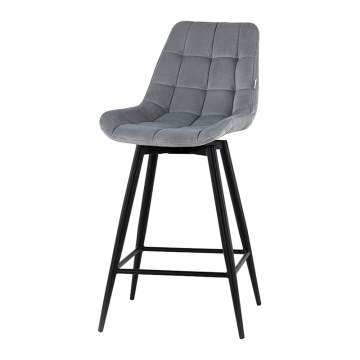 Стул полубарный Флекс с поворотным механизмом велюр велютто серый