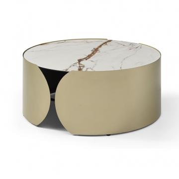 Стол журнальный Amber (80), белая керамика/шампань