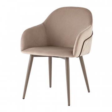 Стул Новел New велюр серо-коричневый, ножки бежево-серые