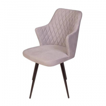 Стул поворотный на 360 градусов Hunt ромб, бархат пепельно-бежевый 25 / чёрный конус