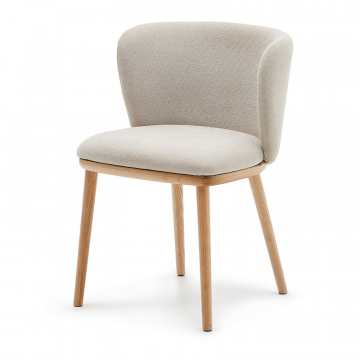 Ciselia Стул из бежевой синели и натурального массива ясеня