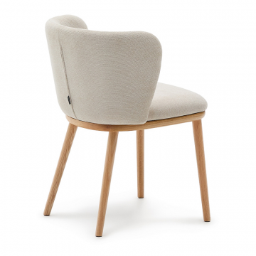 Ciselia Стул из бежевой синели и натурального массива ясеня