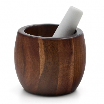 Ступка и пестик Tori из акации и белого мрамора