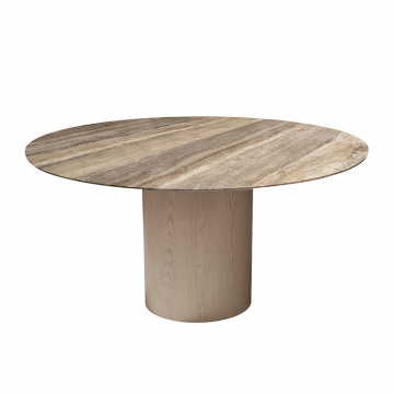 KFG205  Стол обеденный d150*76см каменная столешница, шпон