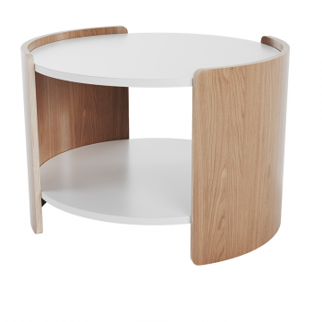 Столик Lagom D 65 см высота 45 см (белый, натуральный дуб)