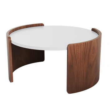 Столик Lagom D 65 см высота 32 см (белый, орех)