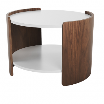 Столик Lagom D 65 см высота 45 см (белый, орех)