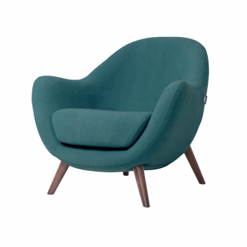 кресло Анхель Бархат Зеленый каркас Орех