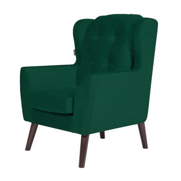 кресло Гермес  Фреш 25 зелёный каркас  Орех