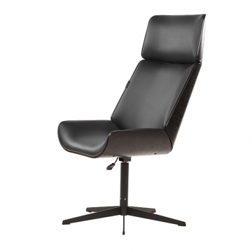 кресло Оксфорд 1  Экокожа черный каркас  Орех Американский