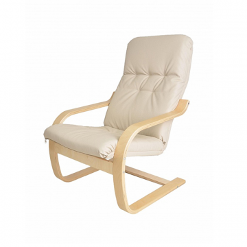 Кресло Сайма Экокожа бежевый каркас Берёза