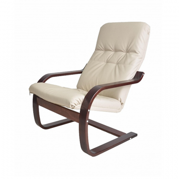 Кресло Сайма Экокожа бежевый каркас Вишня