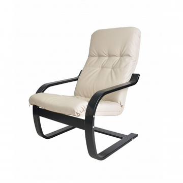 Кресло Сайма Экокожа бежевый каркас Венге структура