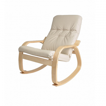 Кресло-качалка Сайма Экокожа бежевый каркас Берёза