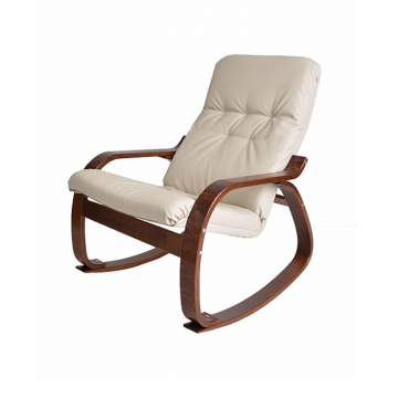 Кресло-качалка Сайма Экокожа бежевый каркас Вишня