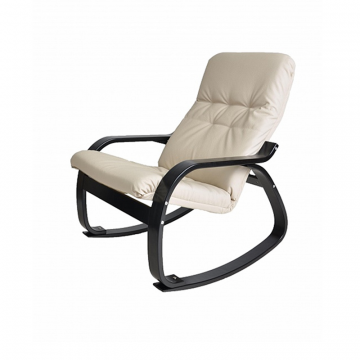 Кресло-качалка Сайма Экокожа бежевый каркас Венге структура