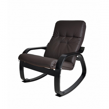 Кресло-качалка Сайма Экокожа шоколад каркас Венге структура