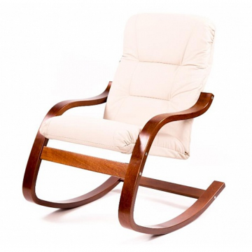 кресло-качалка Эйр new  Экокожа бежевый каркас  Вишня