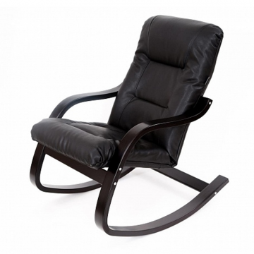 кресло-качалка Эйр new  Экокожа черный каркас  Венге структура
