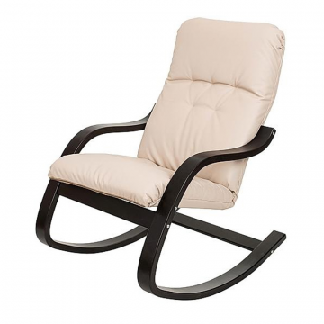 кресло-качалка Эйр  Экокожа бежевый каркас  Венге структура
