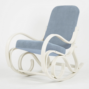 кресло-качалка Луиза  фреш 11 голубой каркас  Белый