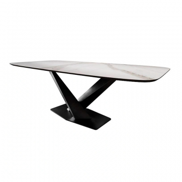 Стол Toros 230 овальный, керамика матовая белая