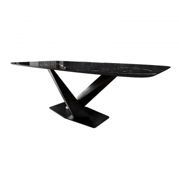 Стол Toros 230 овальный, керамика глянцевая черная