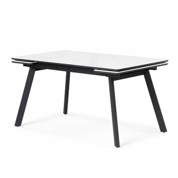 Керамический стол Норман 140(200)х80 белый мрамор alpin white / черный