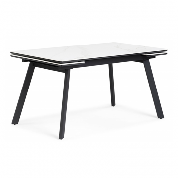 Керамический стол Норман 140(200)х80 белый мрамор alpin white / черный