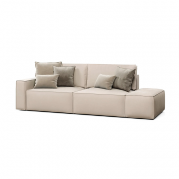 КОРСО Диван прямой с банкеткой, серо-бежевый