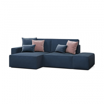 КОРСО Диван угловой с банкеткой, темно-синий