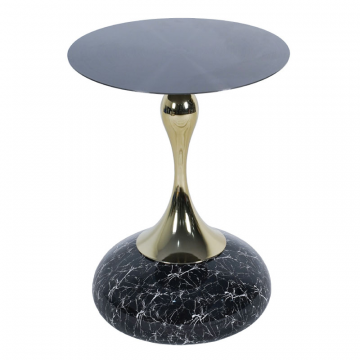 Кофейный столик Angel диам.40см x 55см, чёрный мрамор, металл