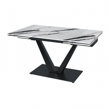 Стол раскладной Malibu (140+40+40), керамика глянцевая Panda White