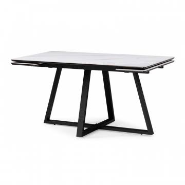 Керамический стол Памелла 140(200)х80х75 белый мрамор snow white / черный