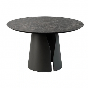 Стол круглый GIO 100, керамика матовая, черная